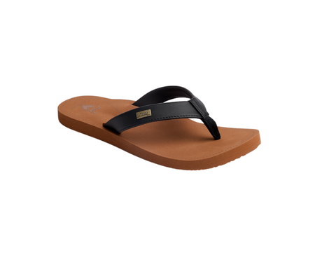 Reef Beachbreak Flip Flops Womens Black Tan 6