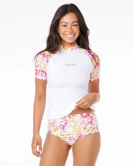 Rip Curl Copacabana UPF50 Shortsleeve White Floral M