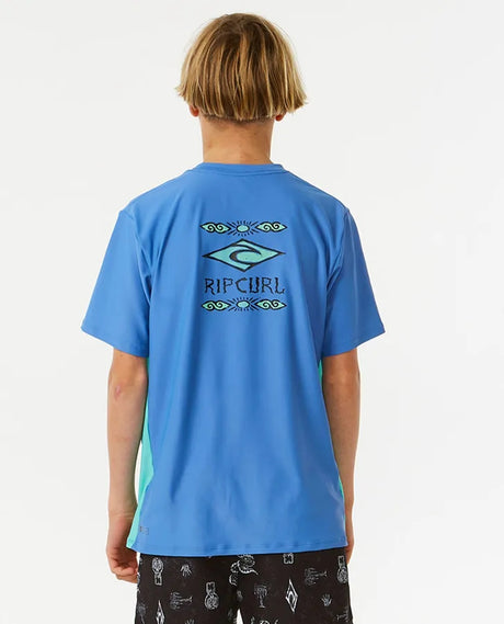 Rip Curl Lost Islands Logo Youth UPF50 Blue Green 12