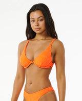 Rip Curl Santorini Terry Balconnette Swim Top Neon Orange S