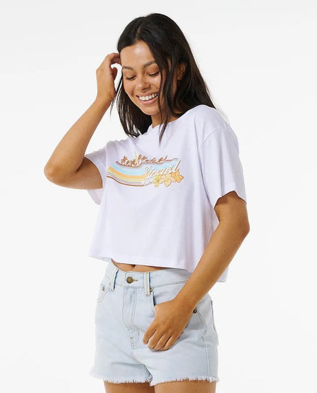 Rip Curl Sunset Crop Tshirt Off White M
