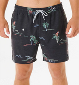 Rip Curl Party Pack Volley Mens Elastic Shorts Black Print
