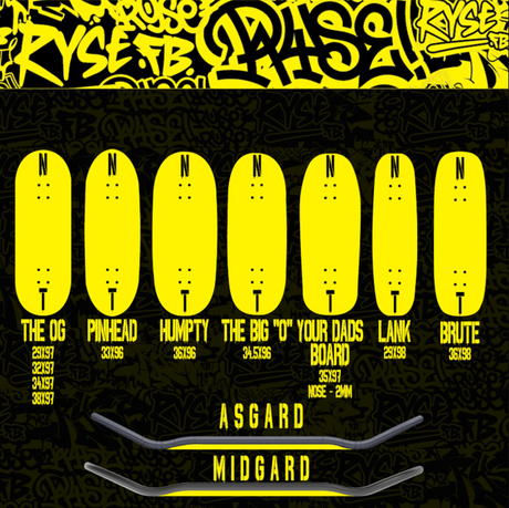 RYSE Broadcast Fingerboard Deck Black 34mm OG Midgard