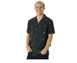 Rip Curl Topanga Verty Stripe Woven Button Up Mens Black Green