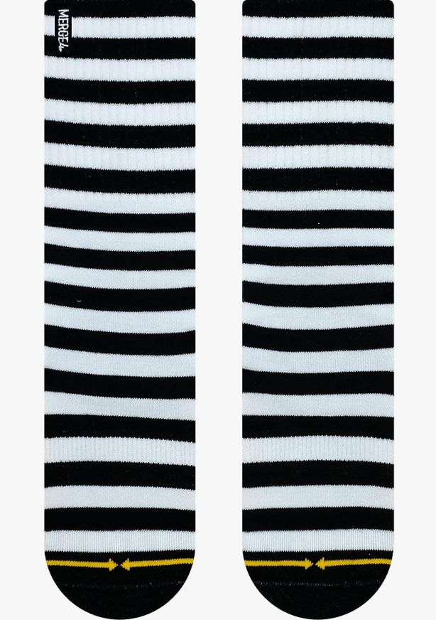 Merge4 Witch Stocking REPREVE Socks Black White Mens Large sz (7-12)