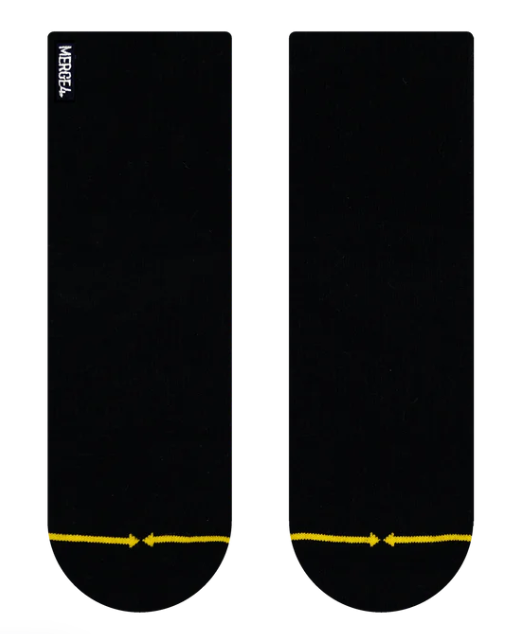 Merge4 Quarter Crew Socks Organic Cotton Black Mens Large sz (7-12)