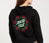 Santa Cruz Rose Dot Hoodie Womens Black Red S