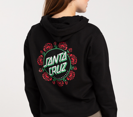 Santa Cruz Rose Dot Hoodie Womens Black Red S