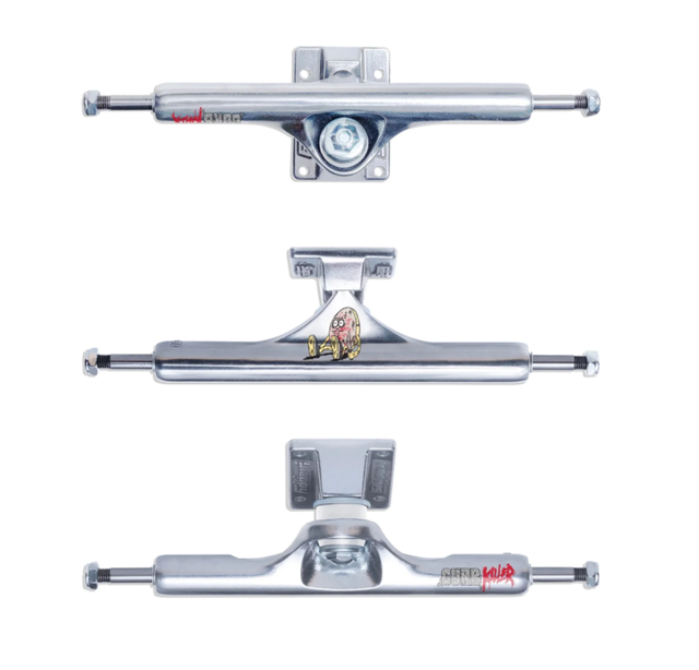 Slappy Curb Killer ST1 Inverted Kingpin Trucks Set Silver Egg Logo 10.0
