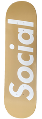 Social Block Logo Skateboard Deck Tan White 8.25