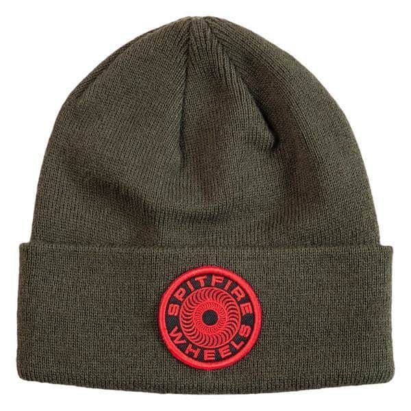 Spitfire Classic 87 Swirl Patch Beanie Olive Red OneSize