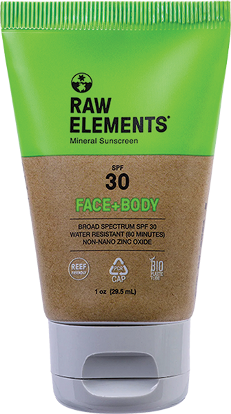 RAW ELEMENTS TRAVEL SIZE SPF30  SUNSCREEN TUBE 1oz