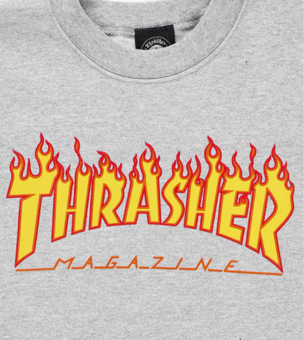 Thrasher Flame Crewneck Sweatshirt Heather Grey