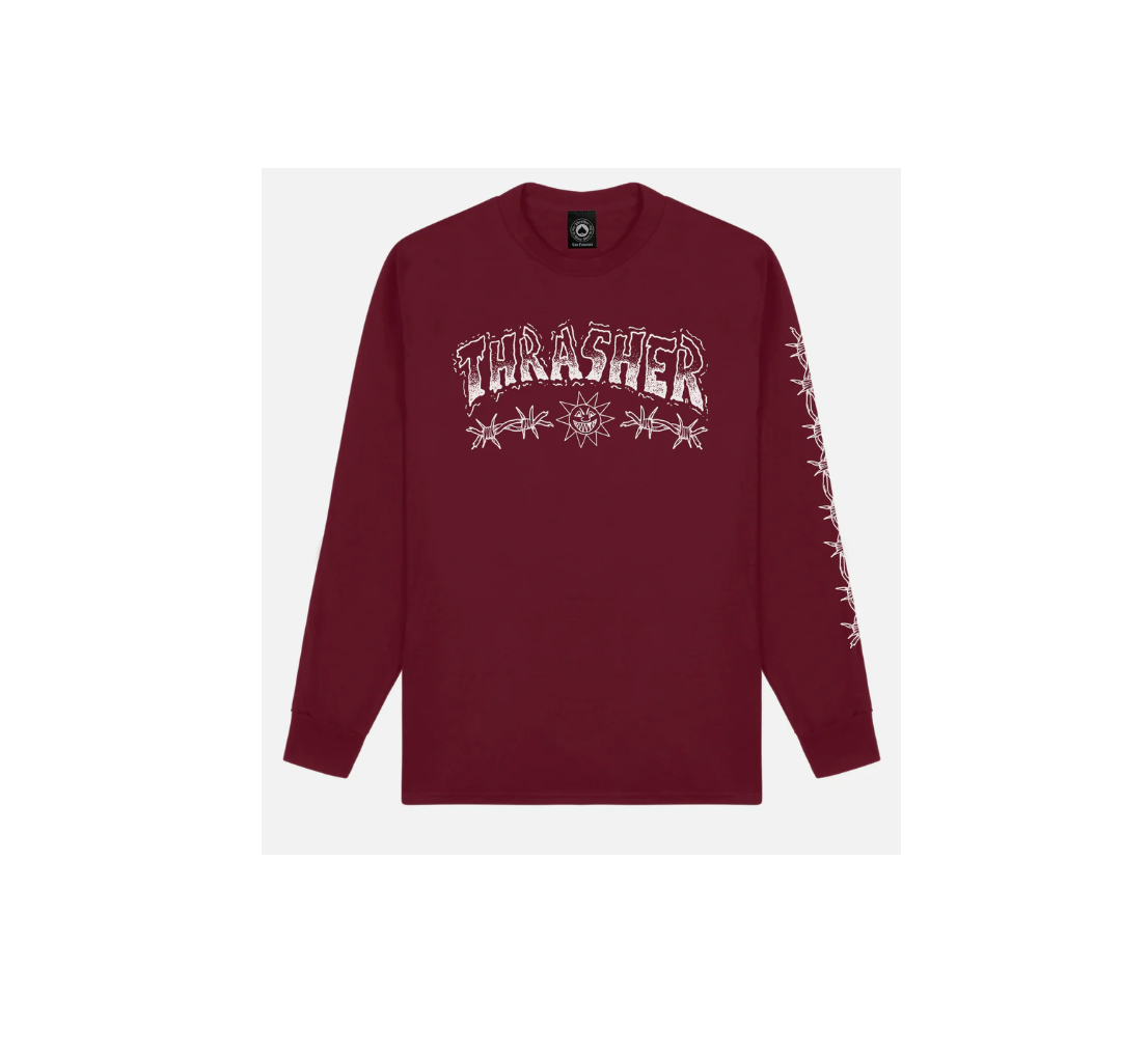 Thrasher Barbed Wire Longsleeve Tshirt Maroon M