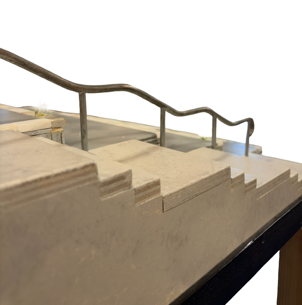 Warehouse Ramps Wallenberg Fingerboard Park w Stand Grey White 3x4